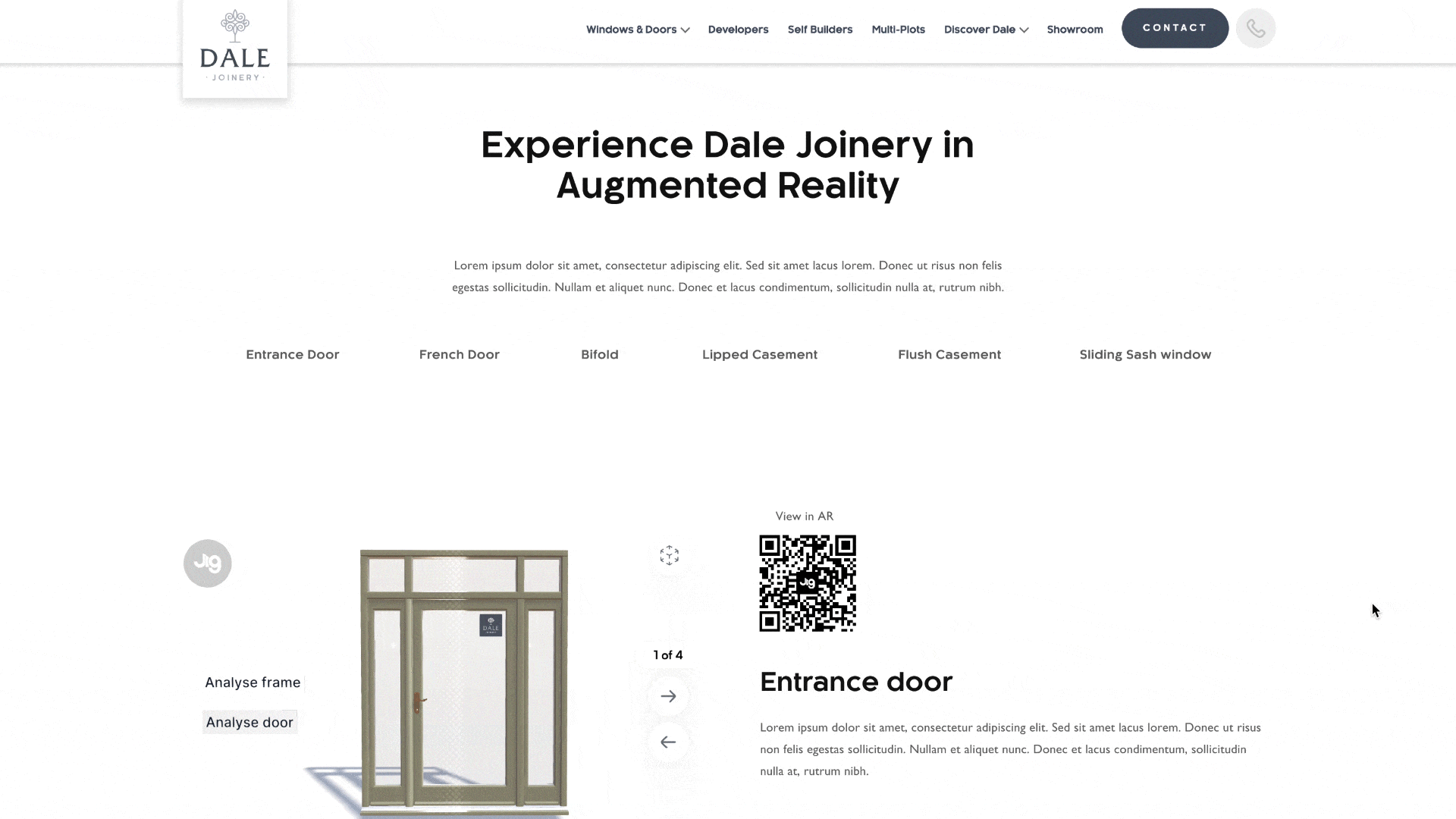 Dale Joinery AR landing page